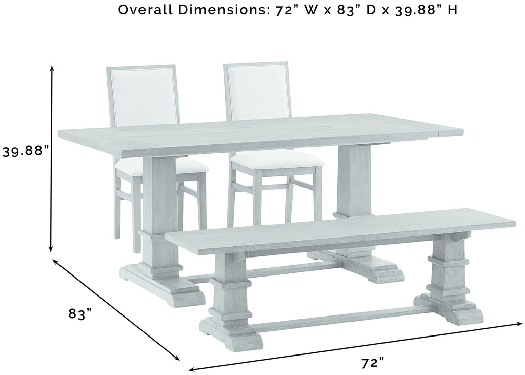 Crosley Furniture Joanna 4-Piece Modern Farmhouse Dining Table Set for 5 with 2 Upholstered Chairs and a Wood Bench, Rustic Brown/Creme