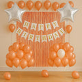 Flyloons Birthday Decoration Items For Girls Boys With Rose Gold And White Theme Metallic Balloons, Silver Star Foil Balloons, R