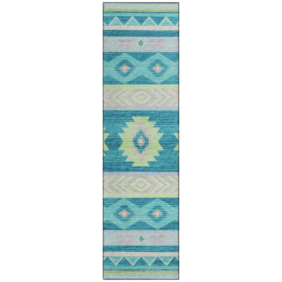 Phoenix Ph3 Blue Southwestern Rug Runner 2' 3&quot; X 7 ' 6&quot;