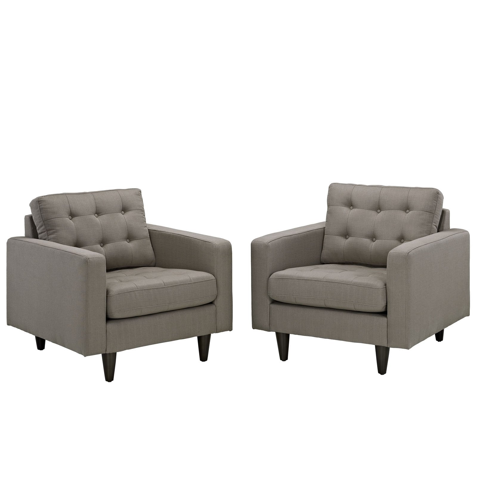 Modway Empress Mid-Century Modern Upholstered Fabric Two Armchair Set In Granite