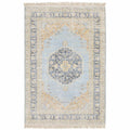 HomeRoots 509473 10 x 13 ft. Blue & Beige Oriental Hand Loomed Stain Resistant Rectangle Area Rug with Fringe