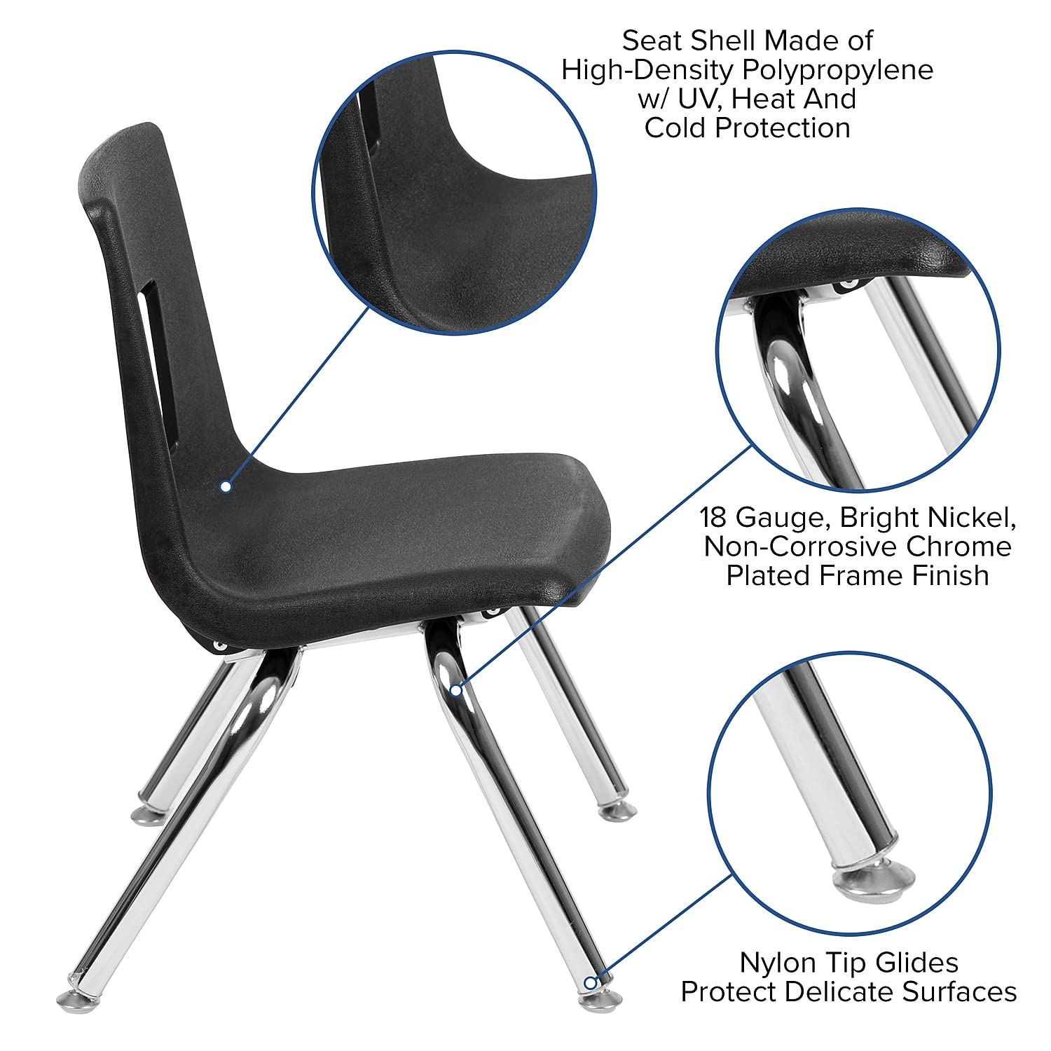 Flash Furniture Mickey Advantage Black Student Stack School Chair - 12-inch