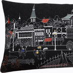 HomeRoots Grey 24' Black Annapolis Nighttime Skyline Lumbar Decorative Pillow