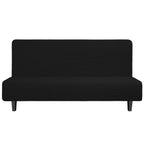 Easy-Going Stretch Futon Slipcover Armless Futon Bed Cover Furniture Protector Without Armrests With Elastic Bottom For Kids, Soft Jacquard Fabric Small Checks (Large, Black)