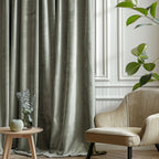 Lazzzy Velvet Green Curtains Room Darkening Thermal Insulated Curtains 108 Inch Length Window Drapes For Bedroom Living Room Super Soft Luxury Rod Pocketwindow Treatment 2 Panels, Grayish Green