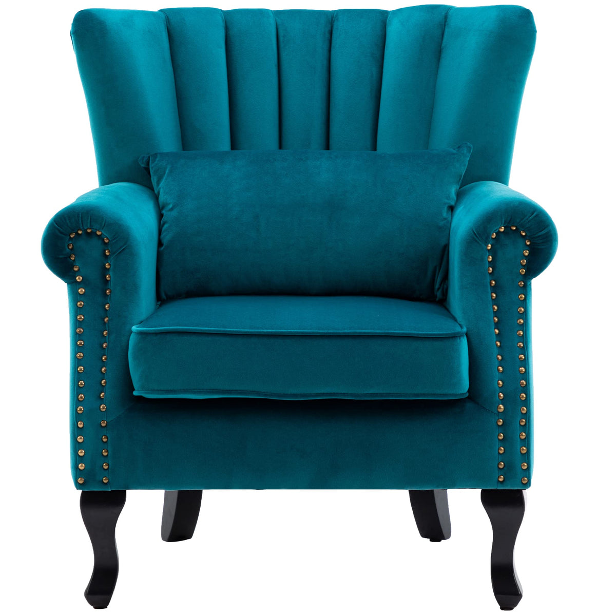 Dm Furniture Mid Century Accent Chair Modern Tufted Wingback Armchairs Club Chair Velvet Single Sofa Lounge Chair With Pillow Fo