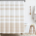 jinchan White Shower Curtain with Taupe Stripe Fabric Shower Curtain for Bathroom Modern Striped Shower Curtain Watercolor Water