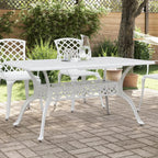 vidaXL Cast Aluminum Patio Table White Rectangular 59.1"x35.4"x28.3" Outdoor Dining Furniture