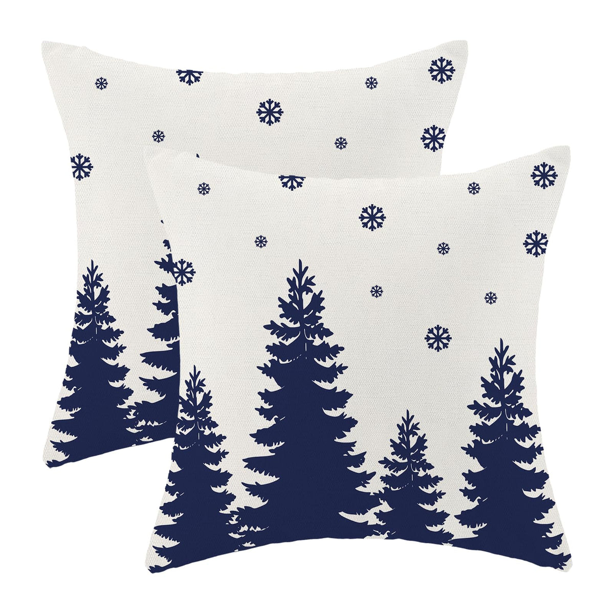 Cxmeifly Christmas Pillow Covers 24X24 Inch Set Of 2 Cream Navy Blue Christmas Tree Snowflakes Decor Throw Pillows Winter Xmas H
