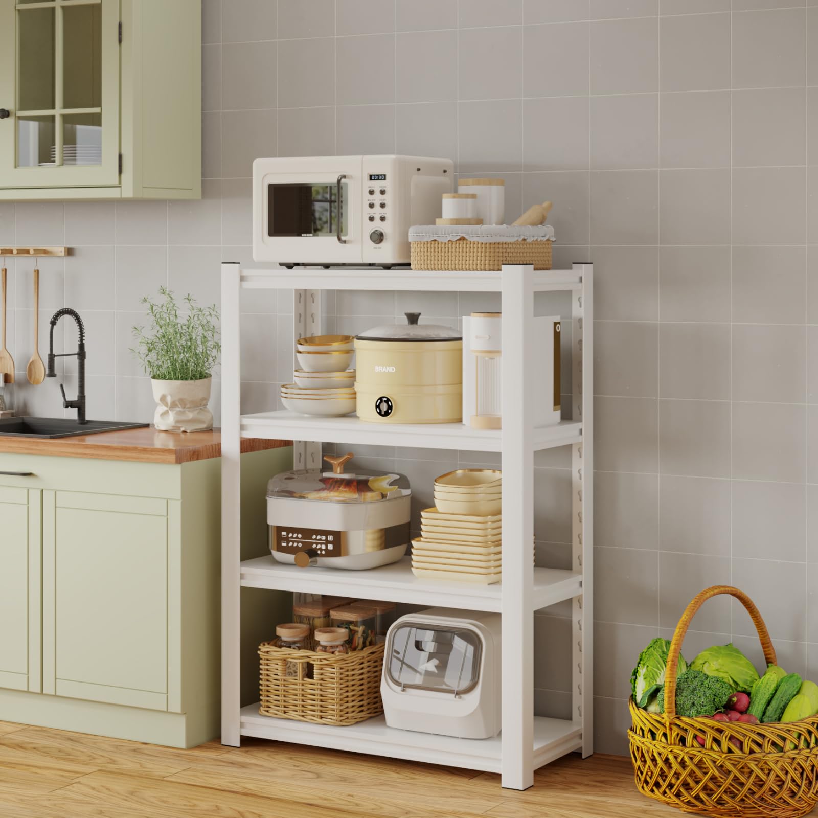 Home Cube 4 Layer Metal Storage Rack With Adjustable Boltless Shelf, Display, Kitchen Storage Rack Multipurpose Stand For Oven S