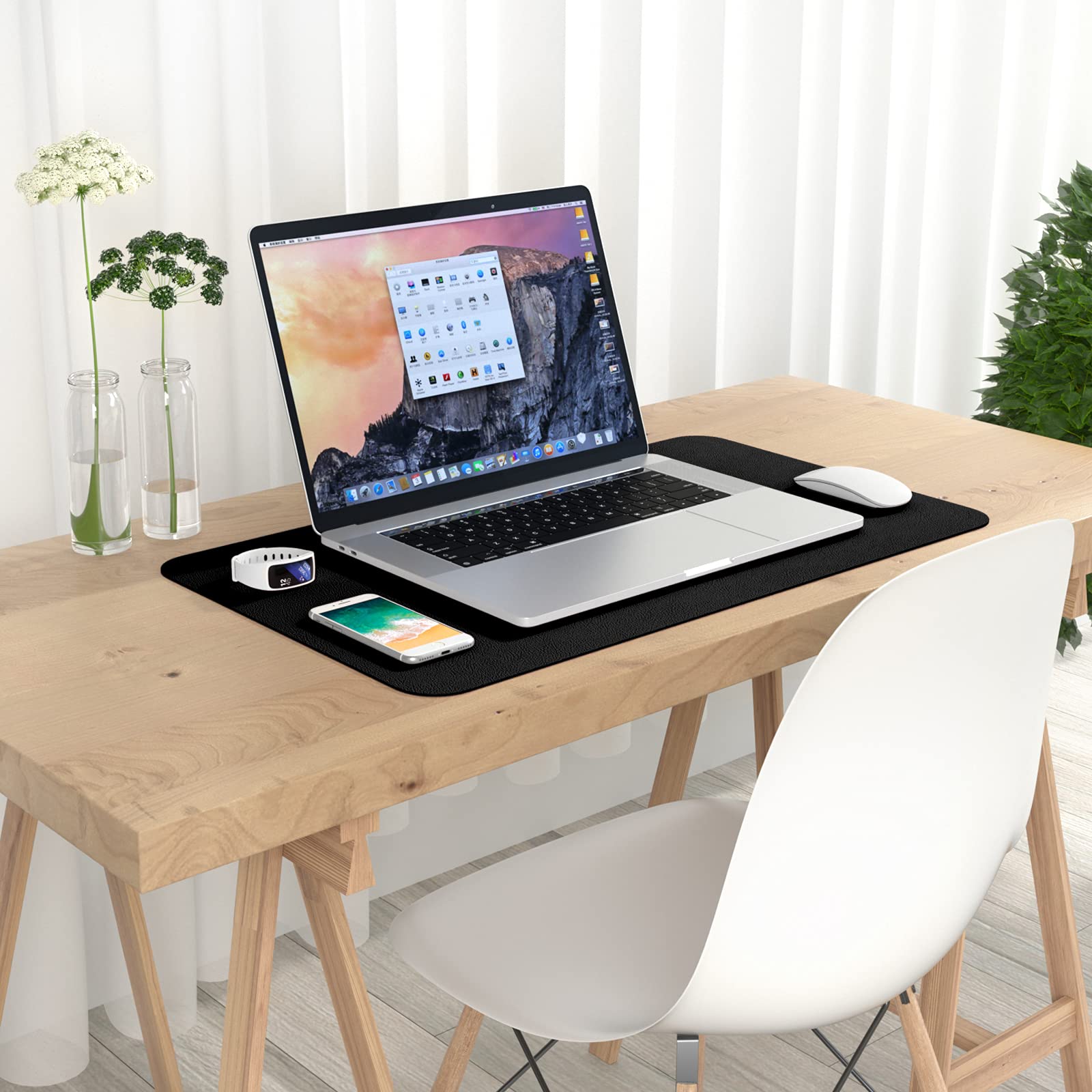 Hsurbtra Desk Pad, 23.6' X 13.8' Pu Leather Desk Mat, M Extended Mouse Pad, Waterproof Desk Blotter Protector, Ultra Thin Smal