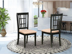 East West Furniture Nicoli Kitchen Dining Linen Fabric Upholstered Wood Chairs, Set of 2, Black