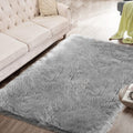 ORINOVA Silver Grey Washable Furry Area Rugs for Living Room Fluffy Faux Fur Rug for Bedroom Rugs 3x5 Nursery Rug