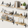 Amada Homefurnishing Wall Shelves Set Of 6, Wood Floating Shelves For Wall Decor, Rustic Farmhouse Wall Shelves For Bedroom, Bathroom Shelves For Wall Storage, Book Shelves For Living Room, Wooden