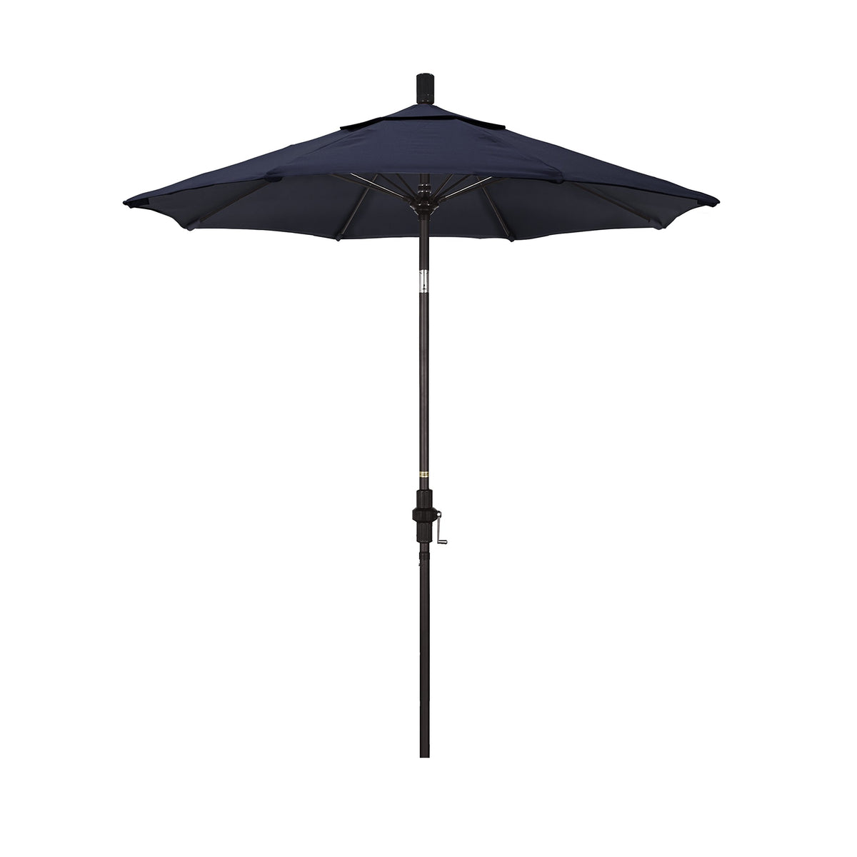California Umbrella Round Aluminum Pole Fiberglass Rib Market Umbrella, Crank Lift, Collar Tilt