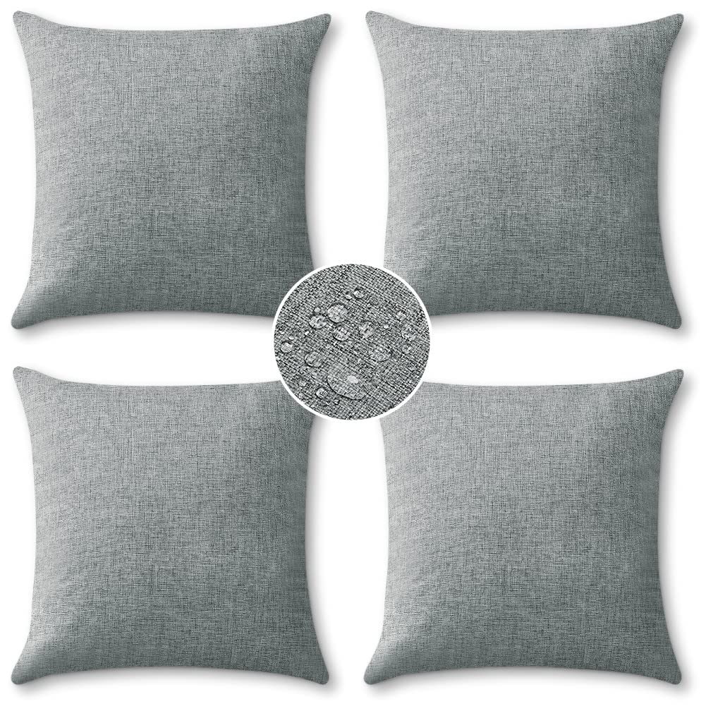 Otostar Pack Of 4 Outdoor Throw Pillow Covers 18 X 18 Inch Garden Decorative Waterproof Pillow Covers Square Outdoor Pillowcases