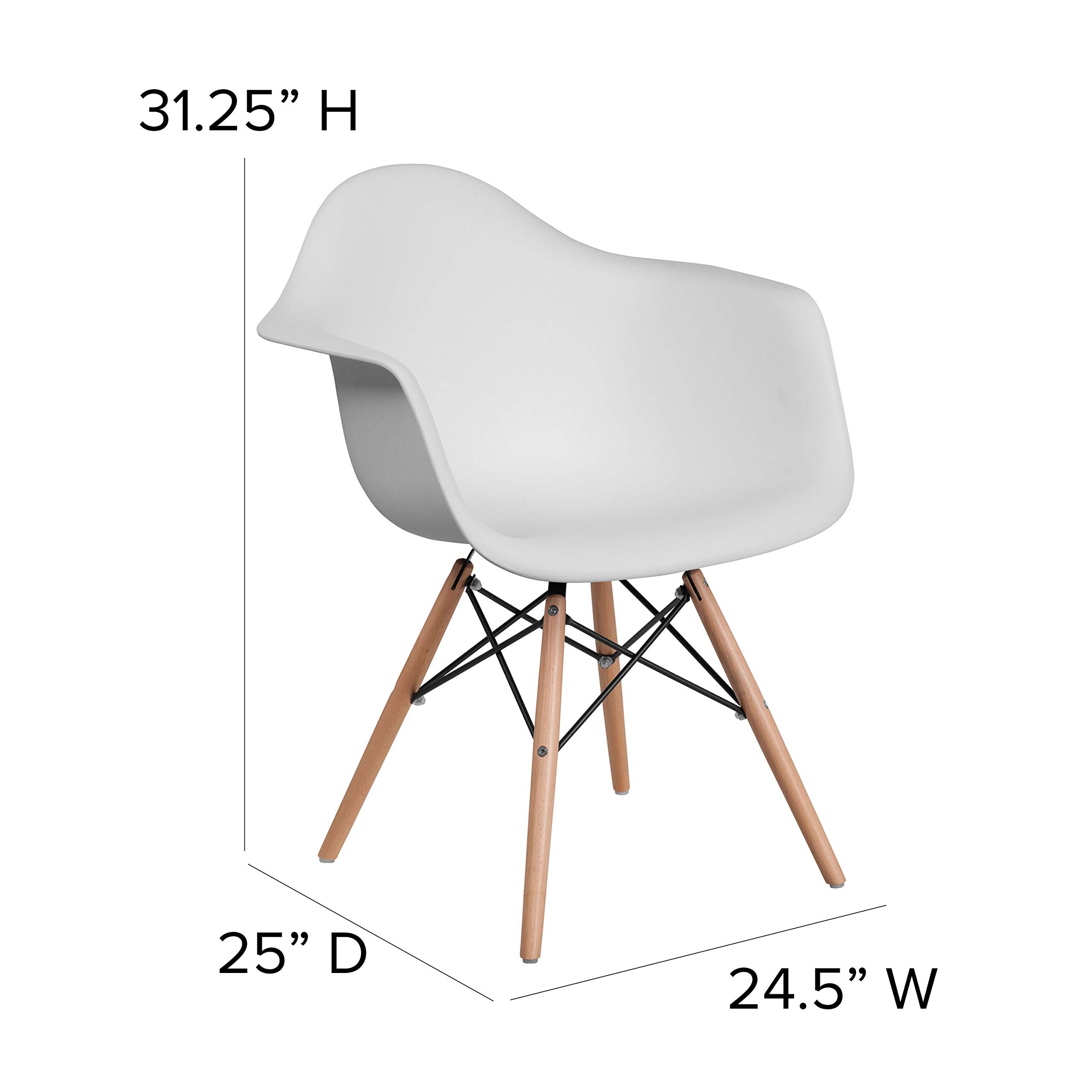 Flash Furniture Alonza Series White Plastic Chair With Wooden Legs