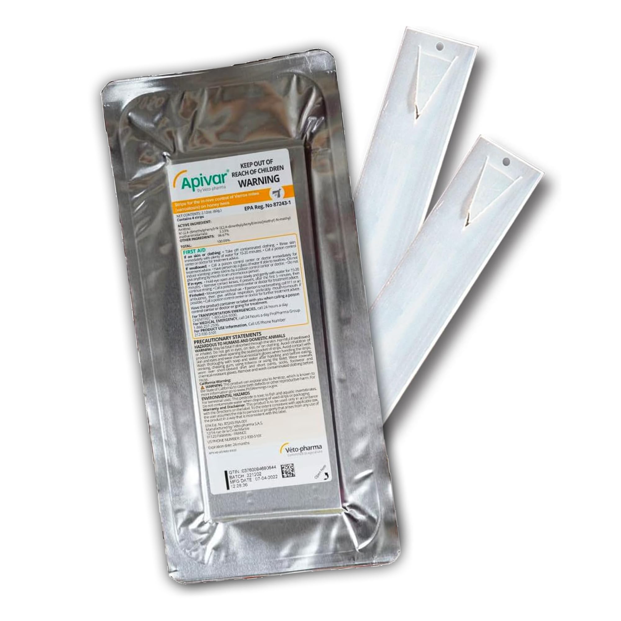 Mann Lake Apivar Strips, Mite Strips, Beetle Traps, Vacuumed Sealed, Beekeeping Essentials, Easy-To-Use, Safe & Effective, 4 Pac
