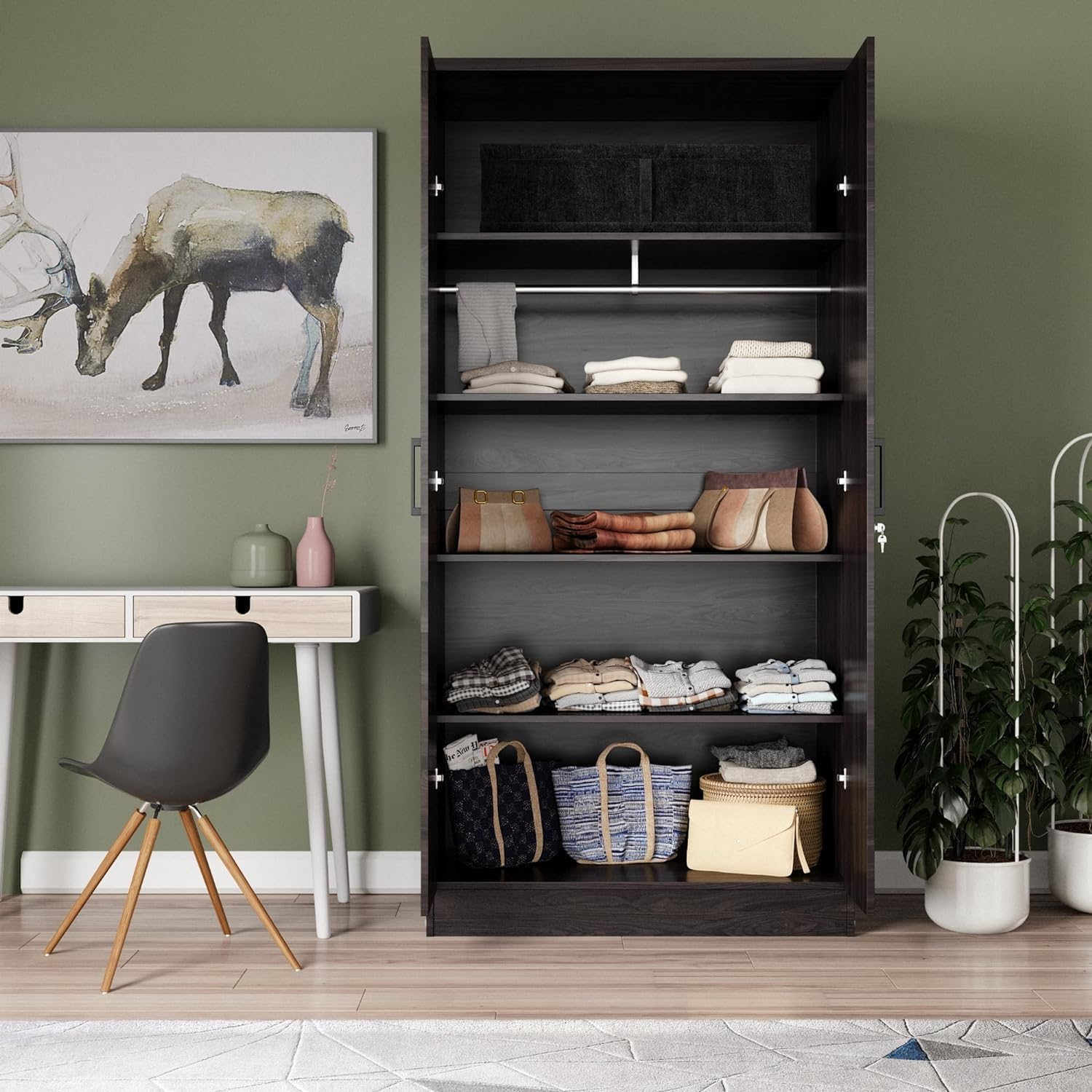 Woodpeckers Furniture And Mattress 2 Doors Wardrobe Mirrored Door (Tobacco)