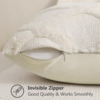 Decoruhome Throw Pillow Covers 24X24 Inch Set Of 2, Soft Plush Faux Fur Wool Beige Couch Pillow Covers, Decorative Pillow Cases For Bed Sofa Living Room Home Decor