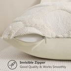 Decoruhome Throw Pillow Covers 16X16 Inch Set Of 2, Soft Plush Faux Fur Wool Beige Couch Pillow Covers, Decorative Pillow Cases For Bed Sofa Living Room Home Decor