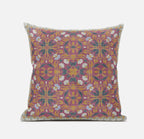 HomeRoots Indigo Light Blue 18â€ Magenta Orange Paisley Zippered Suede Throw Pillow