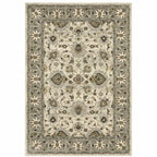 HomeRoots 508855 10 x 13 ft. Beige Gray Brown & Charcoal Oriental Power Loom Stain Resistant Rectangle Area Rug