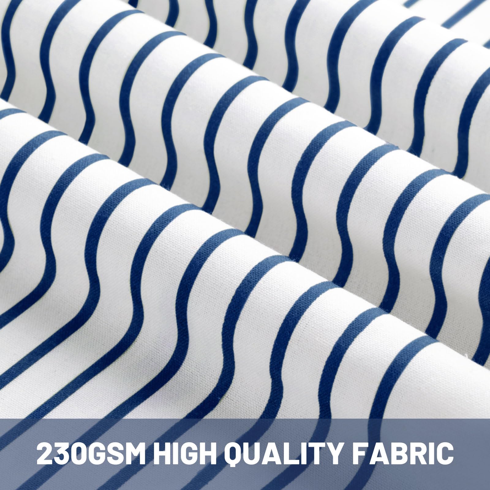 Awellife Boho Shower Curtain For Bathroom Stripe Shower Curtain 72 X 72 Inches Farmhouse Linen (Navy)