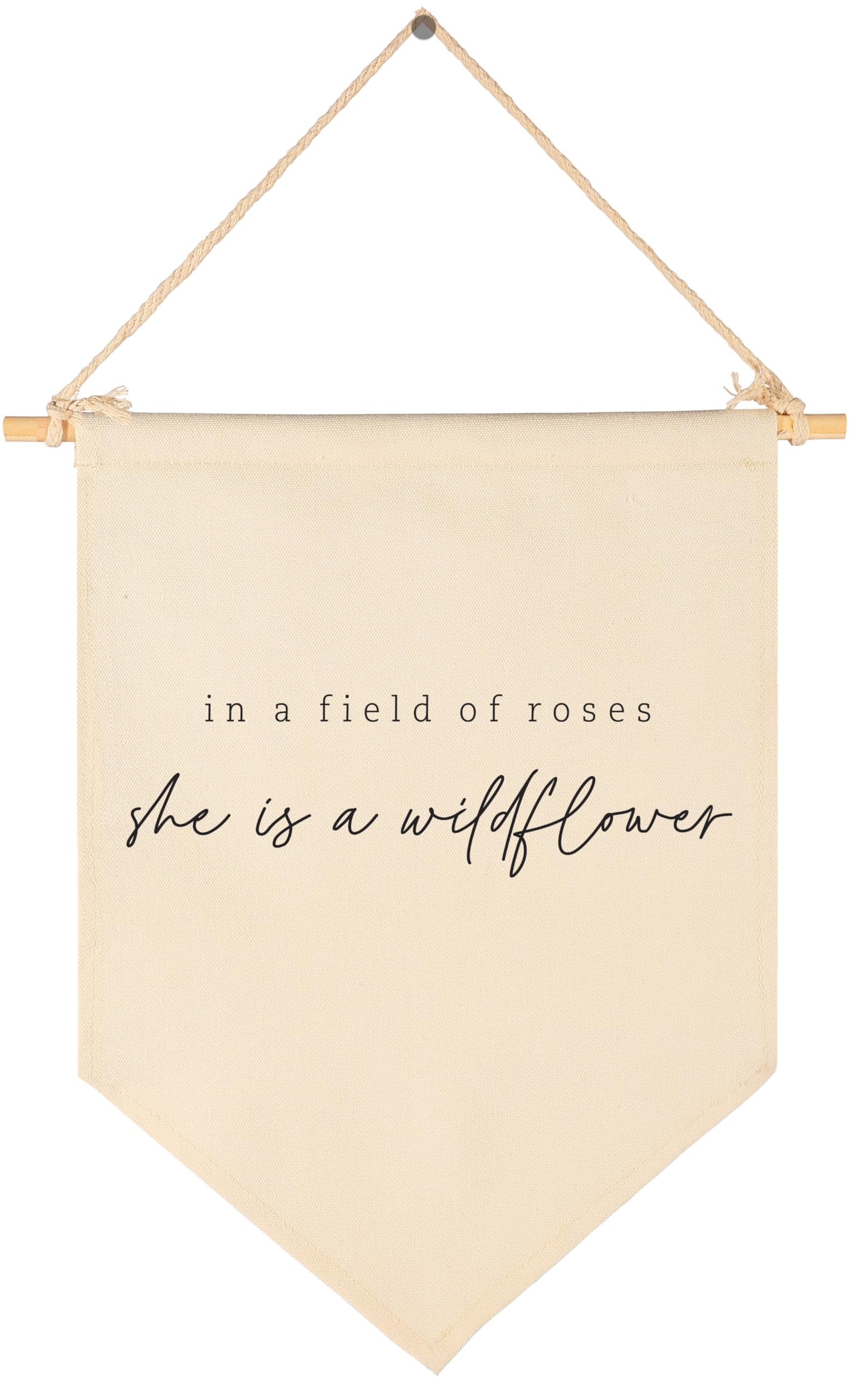 In a Field of Roses She is a Wildflower-Wall Decor Gifts for Baby Girls Kids-Canvas Hanging Pennant Banner Wall Decor Gifts for 