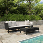 vidaXL Patio Lounge Set, 6-Piece, Poly Rattan, Black - Outdoor Furniture with Cushions, Coffee Table