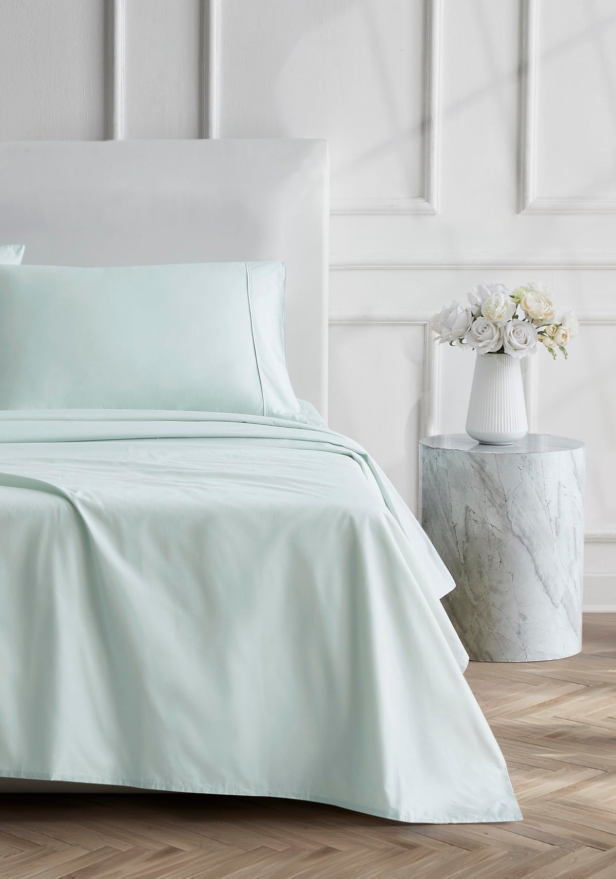 Linen Closet Luxury Cotton 400 Thread Count Ultimate Cotton Percale 3-Piece Sheet Set, Twin, Sea Green