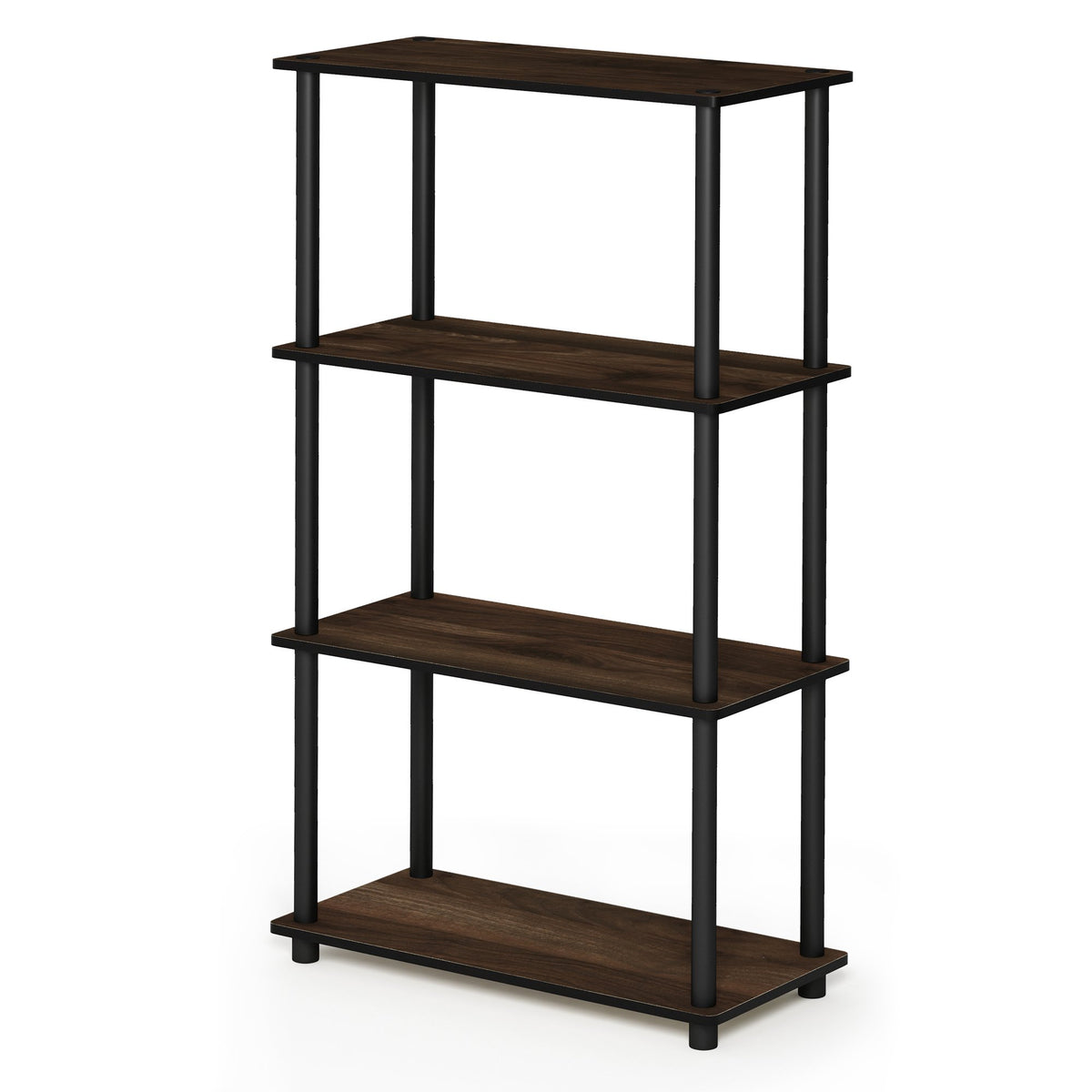 Furinno Turn-N-Tube 4-Tier Multipurpose Shelf Display Rack, Round Tubes, Columbia Walnut/Black