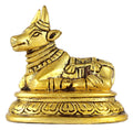 ASHIRWAD Nandi Brass Idol Statue Sculpture Murti God of Yoga Shiva Vahan Bull (Nandi-04)