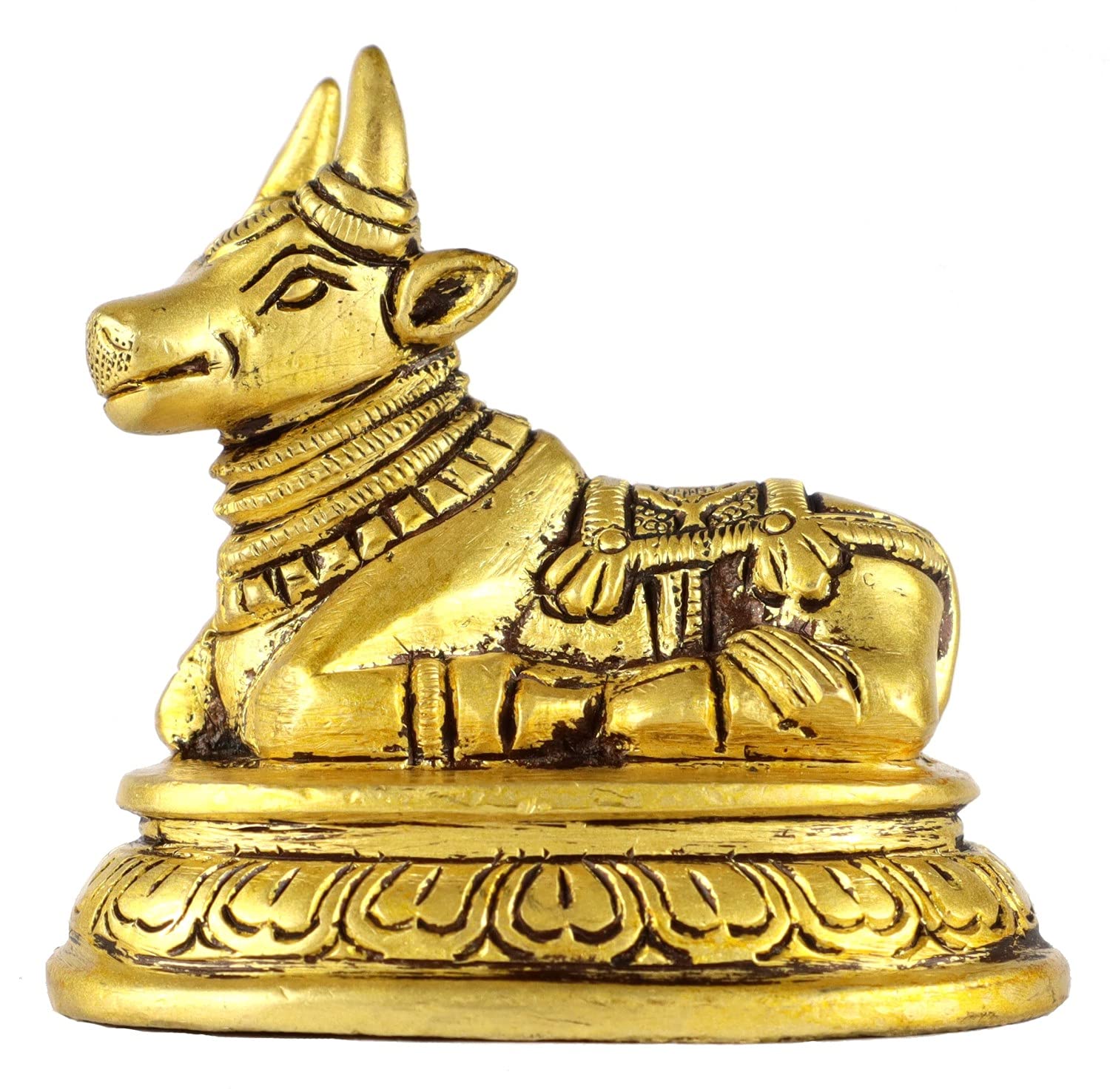 ASHIRWAD Nandi Brass Idol Statue Sculpture Murti God of Yoga Shiva Vahan Bull (Nandi-04)