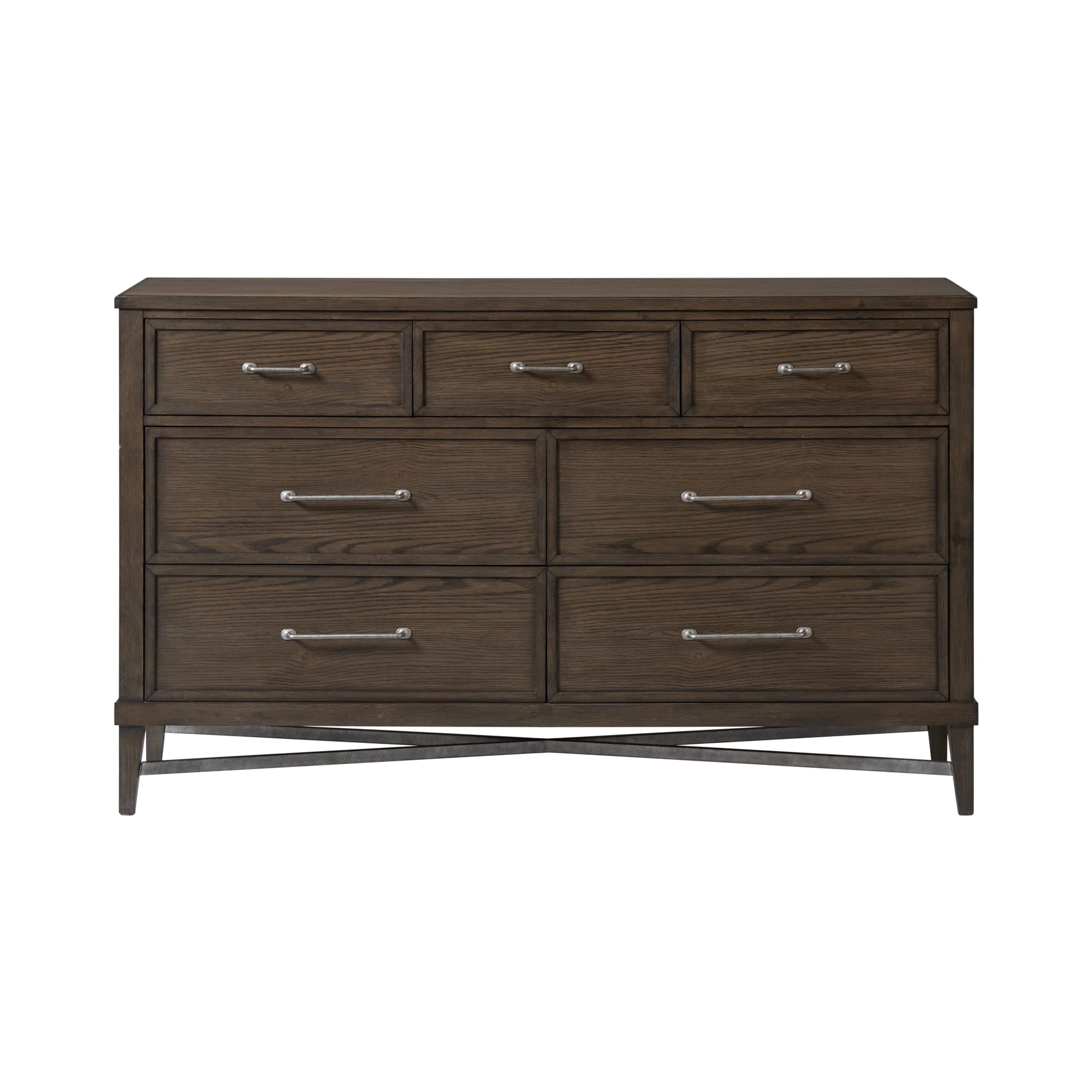 Intercon Preston 66&quot; Wide Bedroom Dresser with 7 Drawers, Weathered Vintage Oak Furniture
