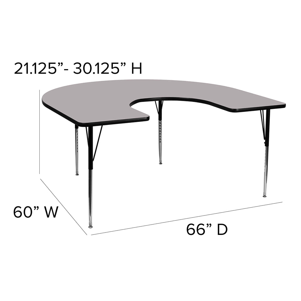 Flash Furniture 60x66 HRSE Grey Activity Table Chair, 60"W x 66"D x 30.125"H, Gray