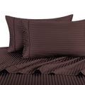 Royal Hotel Bedding Stripe Chocolate Full Size Sheets, 4Pc Bed Sheet Set, 100% Cotton, 300 Thread Count, Sateen Striped, Deep Po