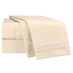 Clara Clark Premier 1800, Twin Xl 3Pc Microfiber Bed Linen Set, Beige Cream - Ultra Soft, Deep Pocket, Fade Resistant, 3 Piece Sheet Set With 1 Pillowcase