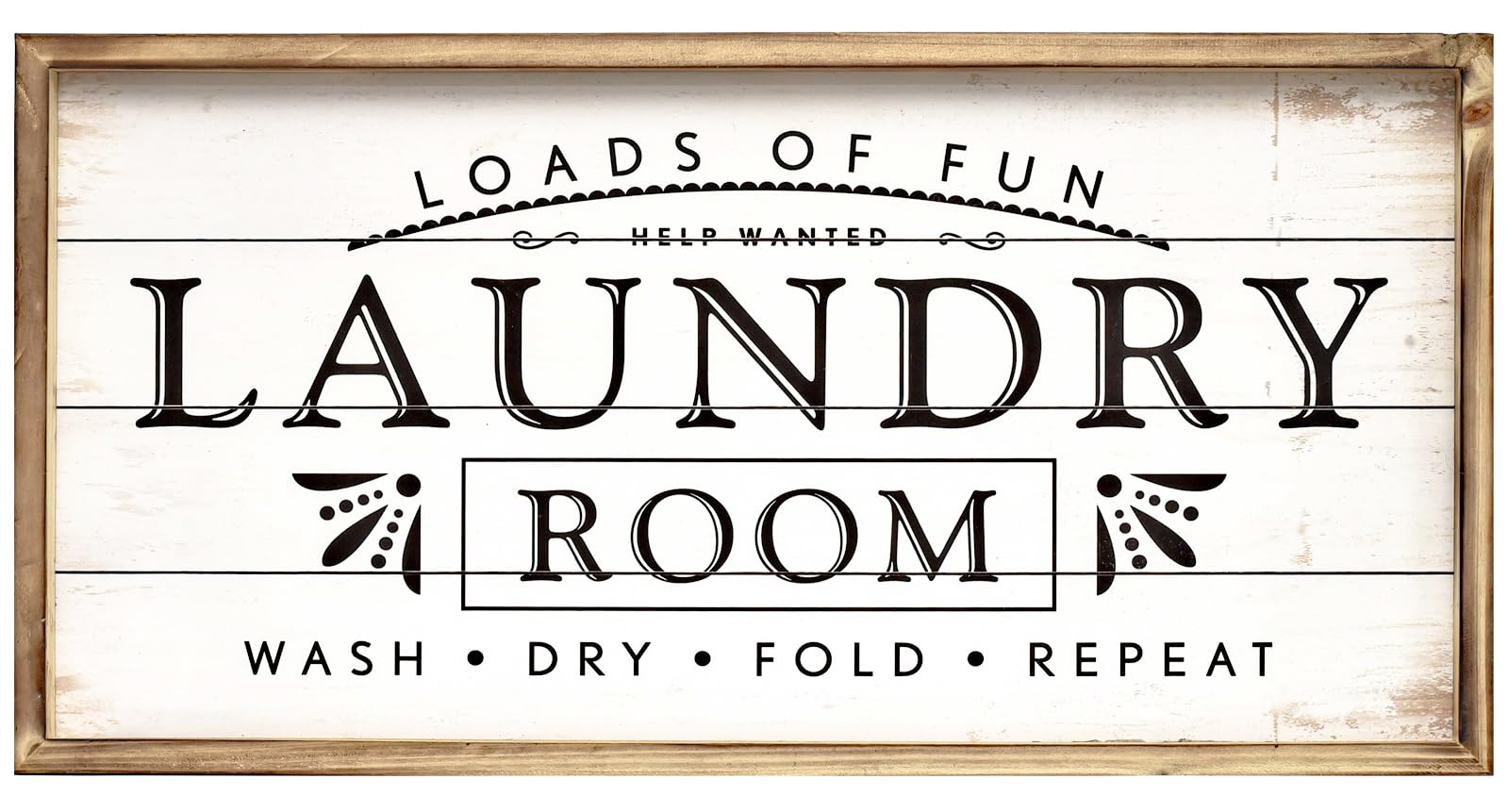 JUMBO HUMBLE Large Laundry Sign for Laundry Decor, Loads of Fun Laundry Room Wooden Sign, 24 x 12 Inches Wood Framed Farmhouse L