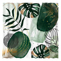 Funnytree Green Chic Abstract Shower Curtain Set with Hooks Boho Leaves Tropical Watercolor Simple Minimalist Fancy Modern Bathr