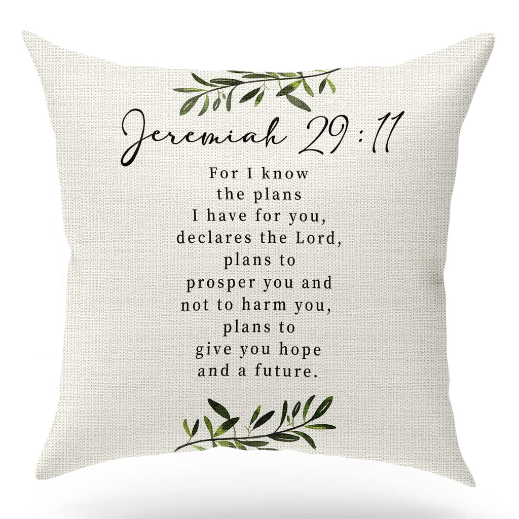 Bible Verse Throw Pillow Cover Cushion Case, Blessing gift, Scripture Art, Scripture Sayings, Bible Quote, Jeremiah 29:11, Churc