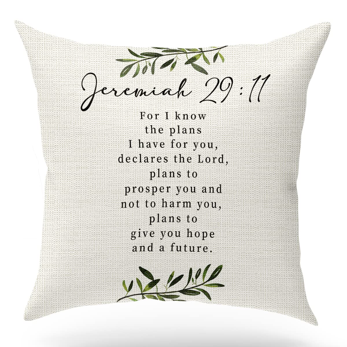 Bible Verse Throw Pillow Cover Cushion Case, Blessing gift, Scripture Art, Scripture Sayings, Bible Quote, Jeremiah 29:11, Churc