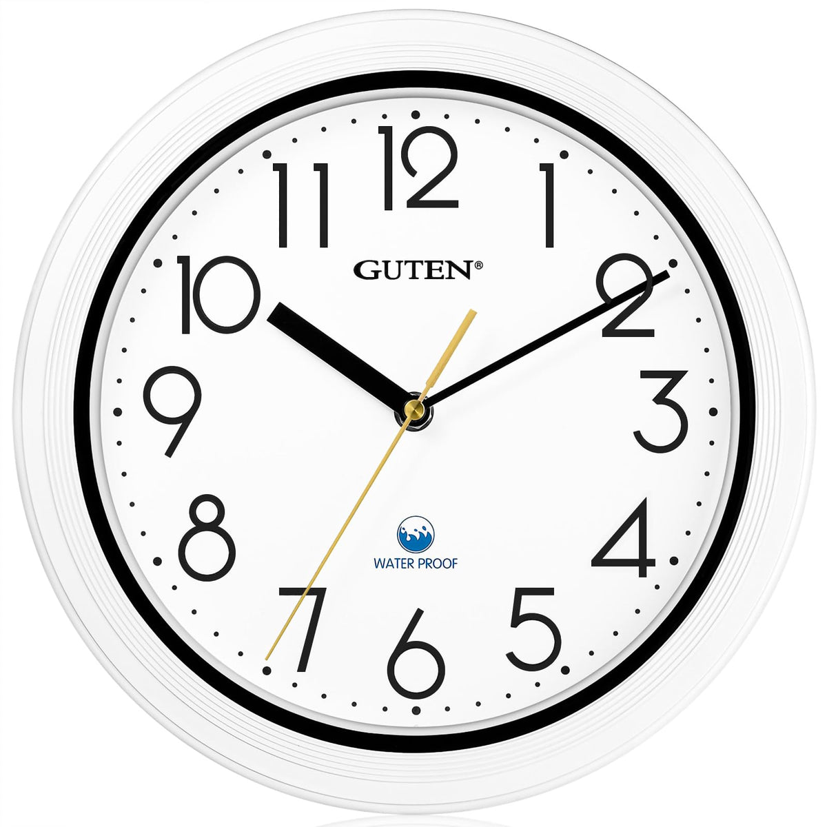 Caysie 11 Inch Indoor Outdoor Waterproof Wall Clock, Silent Non-Ticking Battery Operated Quality Quartz Round Clock For Patio, P