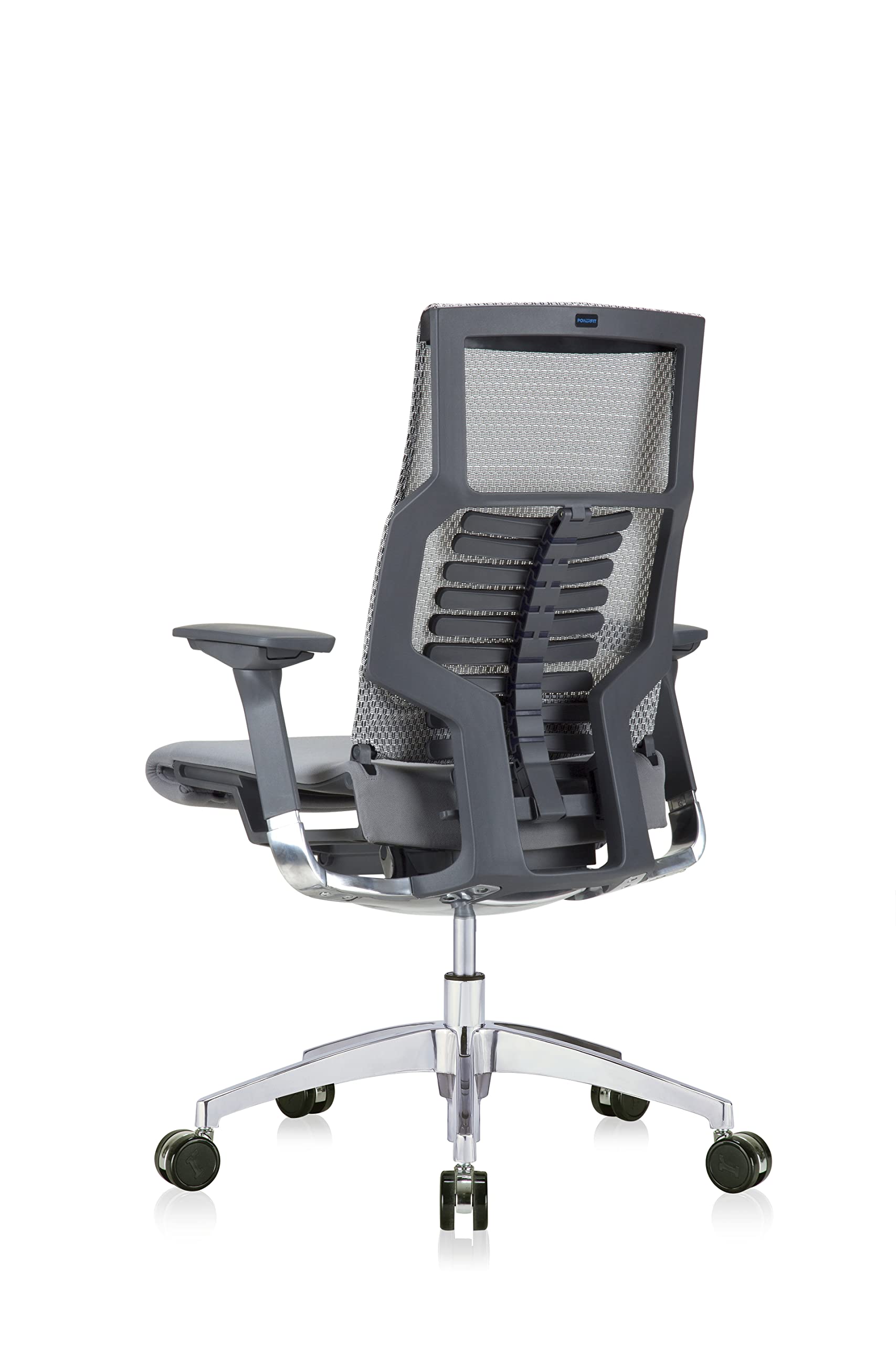 Powerfit Exec Chair Grey Fabric Seat/Mesh Back-Charcoal Frame