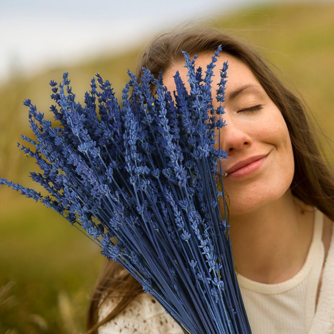 Dried Blue Lavender Flowers Bundle-Dried Preserved Lavender Bouquet 15''-17'' For Home Wedding Shower Vase D  Cor, Aromatherapy,