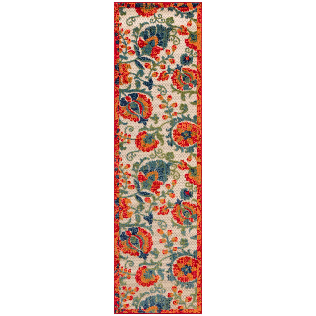 Nourison Aloha Indoor/Outdoor Red Multicolor 2' X 6' Area Rug, Easy Cleaning, Non Shedding, Bed Room, Living Room, Dining Room, Backyard, Deck, Patio (2X6)