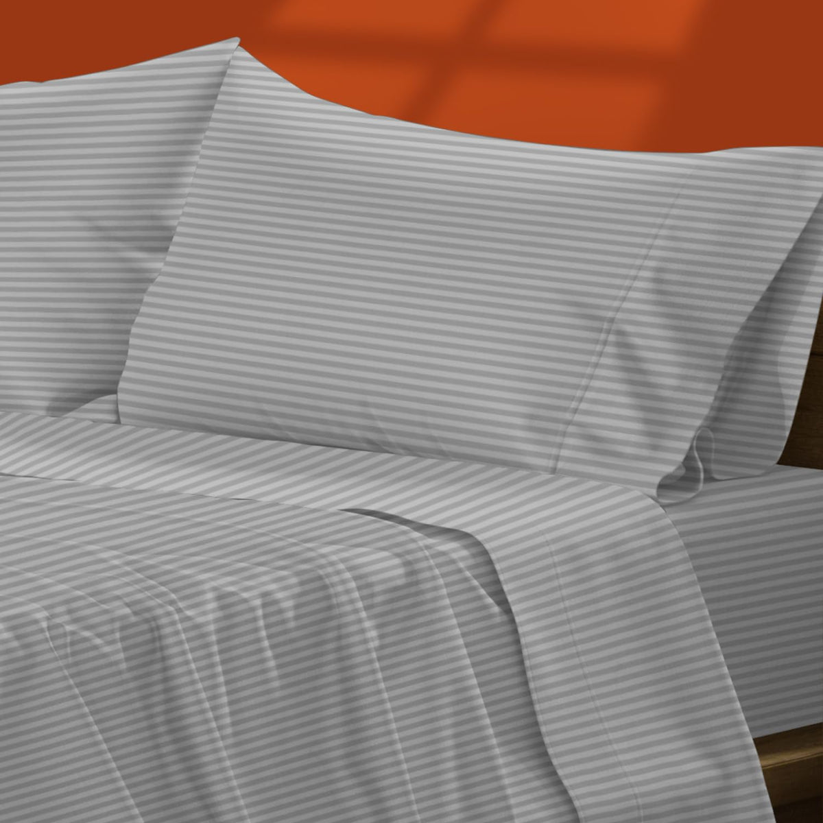 Texas Linen Co. Luxury Egyptian Cotton California King Stripe Sheet Set, 600 Thread Count Extra Long Staple 4 Pc Set, Cal King S