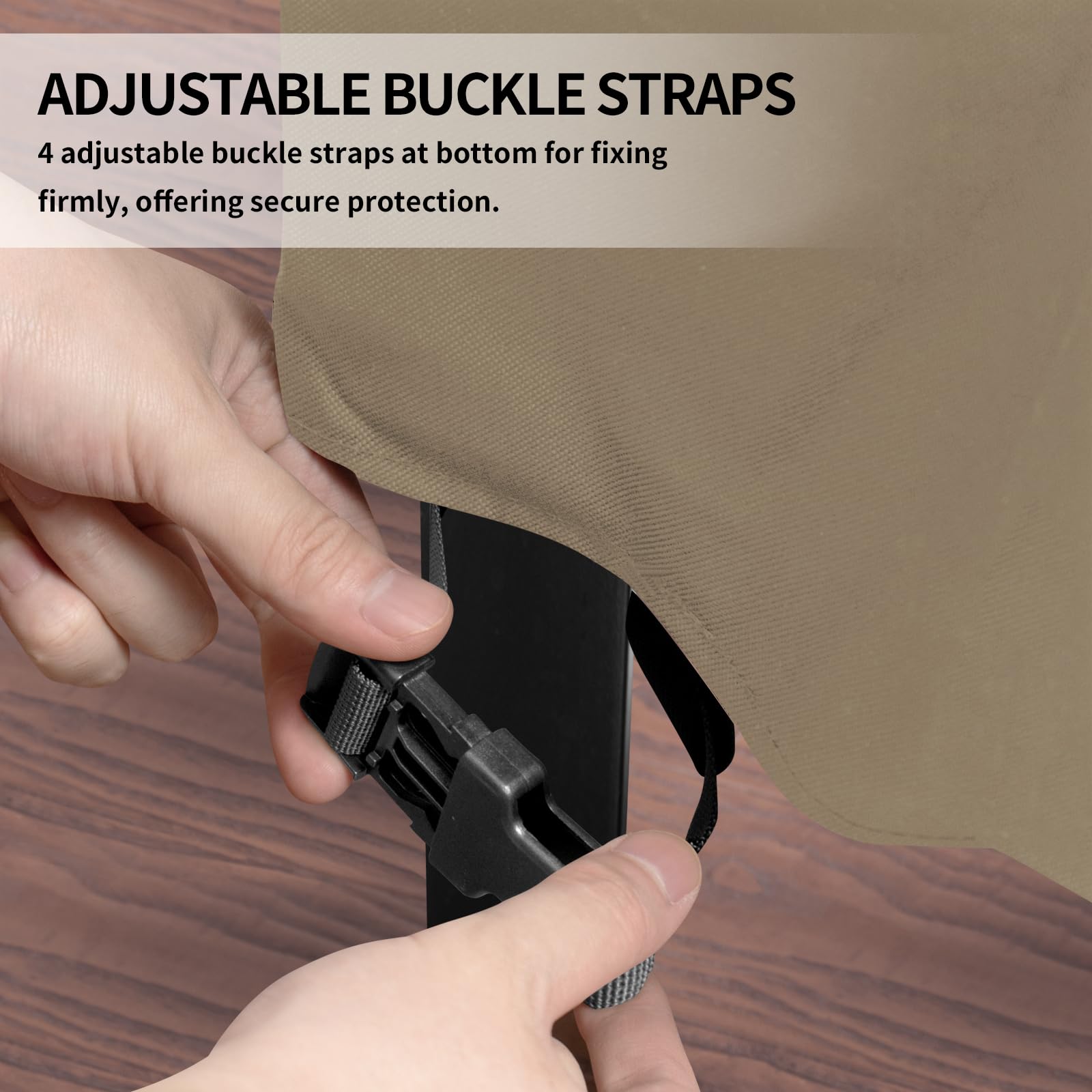 Easy-Going 600D Heavy Duty Patio Furniture Cover, Outdoor Square Table And Chair Set Cover, Waterproof Outdoor Sectional Set Cover (64'L X 64'W X 28'H, Camel)