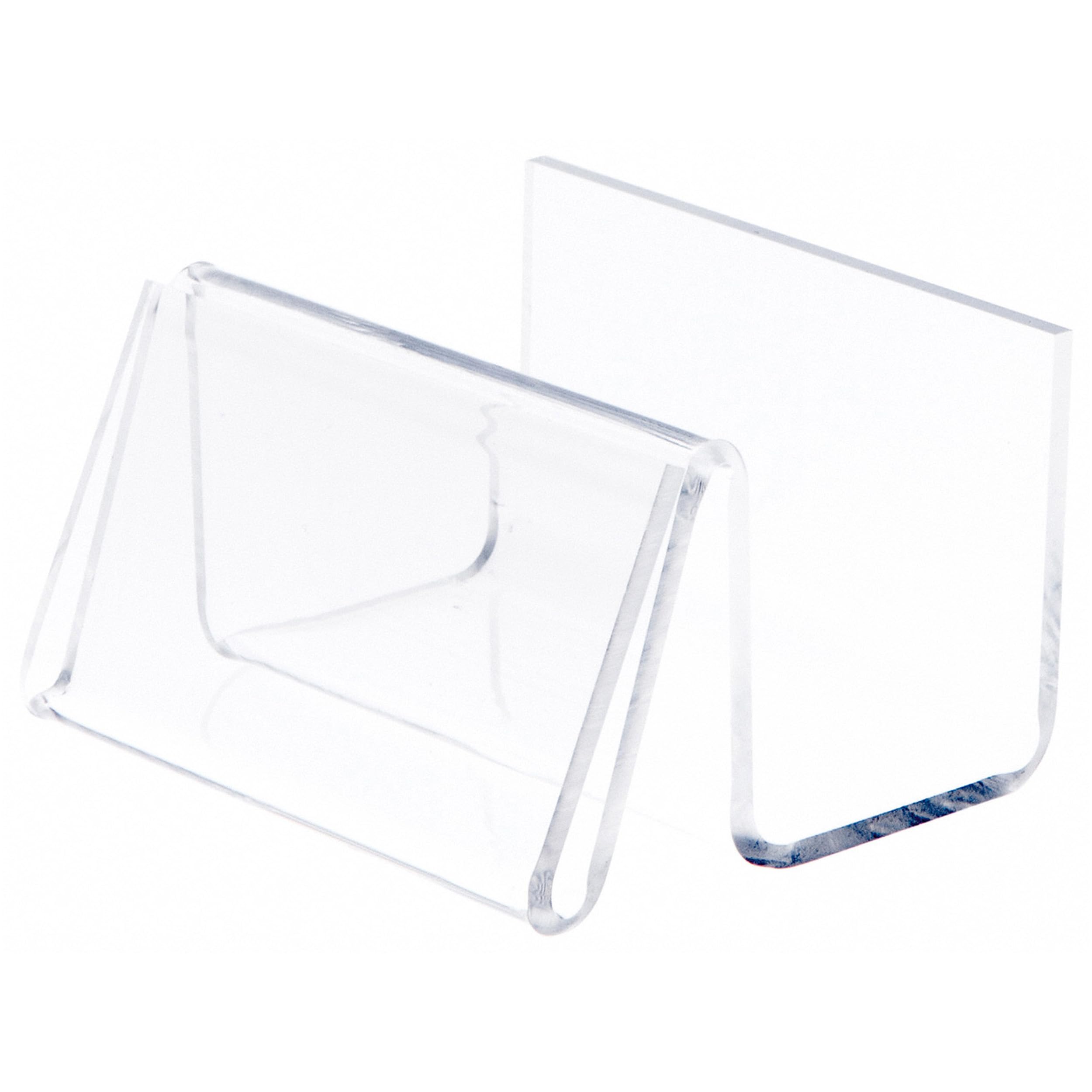 Plymor Clear Acrylic Deluxe Business Card Holder & Display (Horizontal), 3.5' W X 3' D X 2' H, Pack Of 2