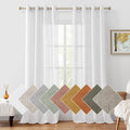 Homeideas White Linen Sheer Curtains 84 Inches Long 2 Panels Textured Semi Sheer Curtains Farmhouse Curtains Sheer Privacy Windo